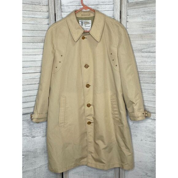 Vintage Men's London Fog Beige Trench Coat Size 38 Regular